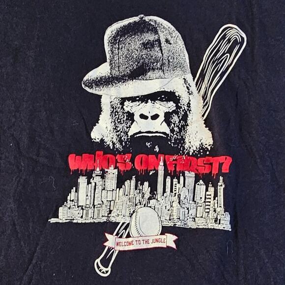 Athletech Mens T-Shirt Dark Blue Who's On First Welcome to the Jungle Size Small - Picture 4 of 8